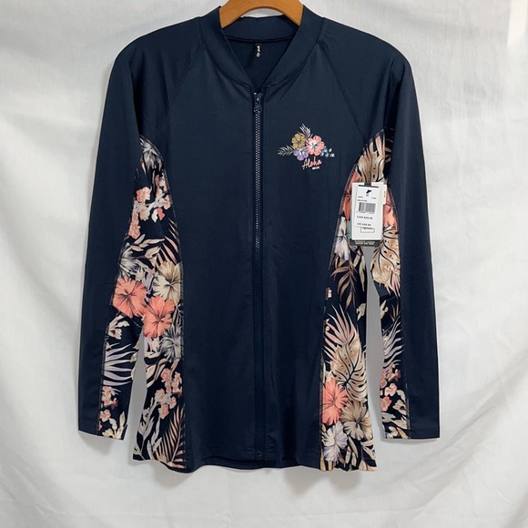 Rip Curl Other - Rip Curl Aloha Long Sleeve Zip Rashguard Sz XL
